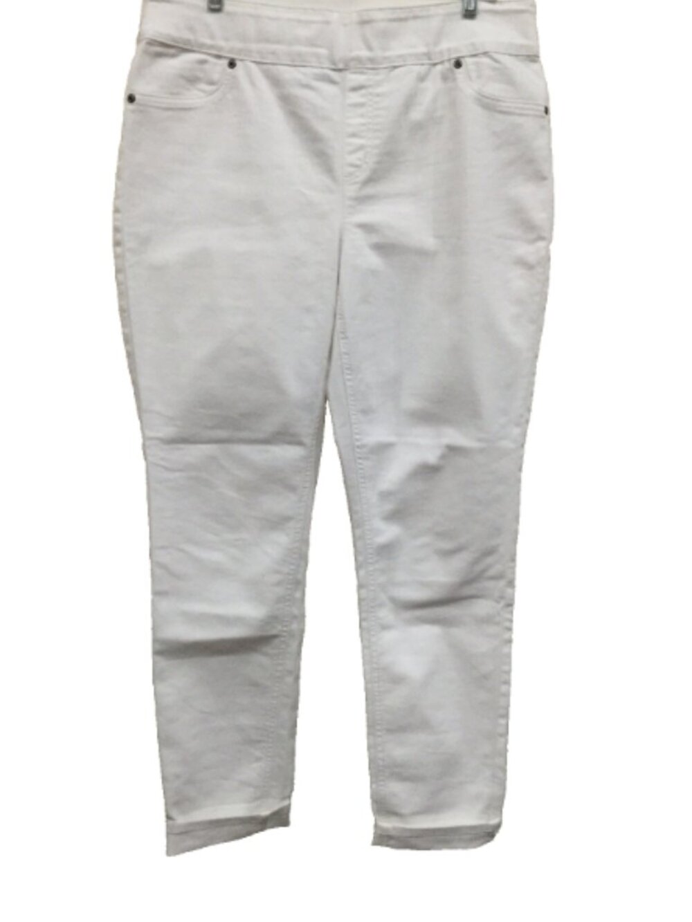 Chico’s women Siz 2 US 12 Pants White Pull-on Elastic waistband Stretch Slim Leg